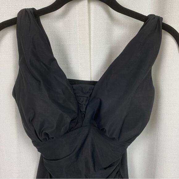 Lands End Black Slendersuit Grecian Tummy Control One Piece Swimsuit Sz.6P NWOT - Picture 5 of 14